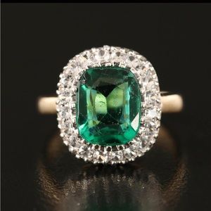 14K Yellow Gold Garnet & Cubic Zirconia Ring